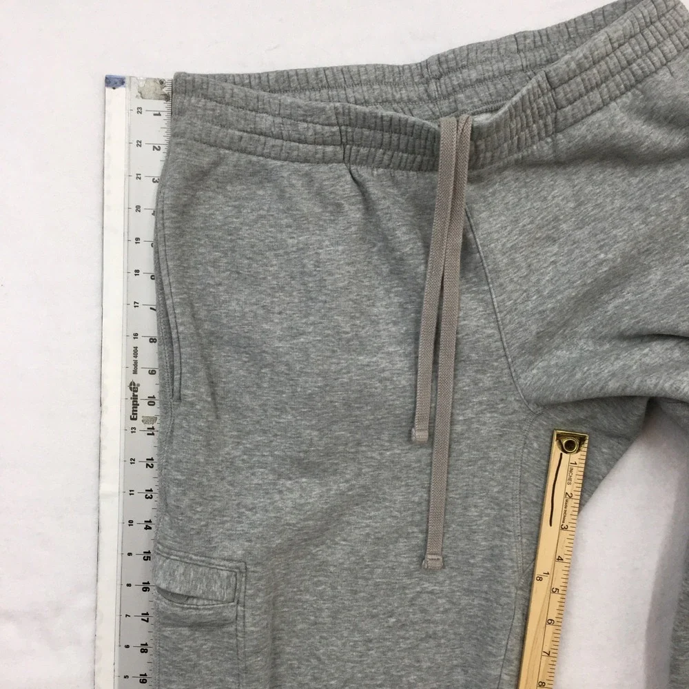 Nike Mens Y2K Cargo Sweatpants Gray Fleece Drawstring Casual Loose Baggy Large
